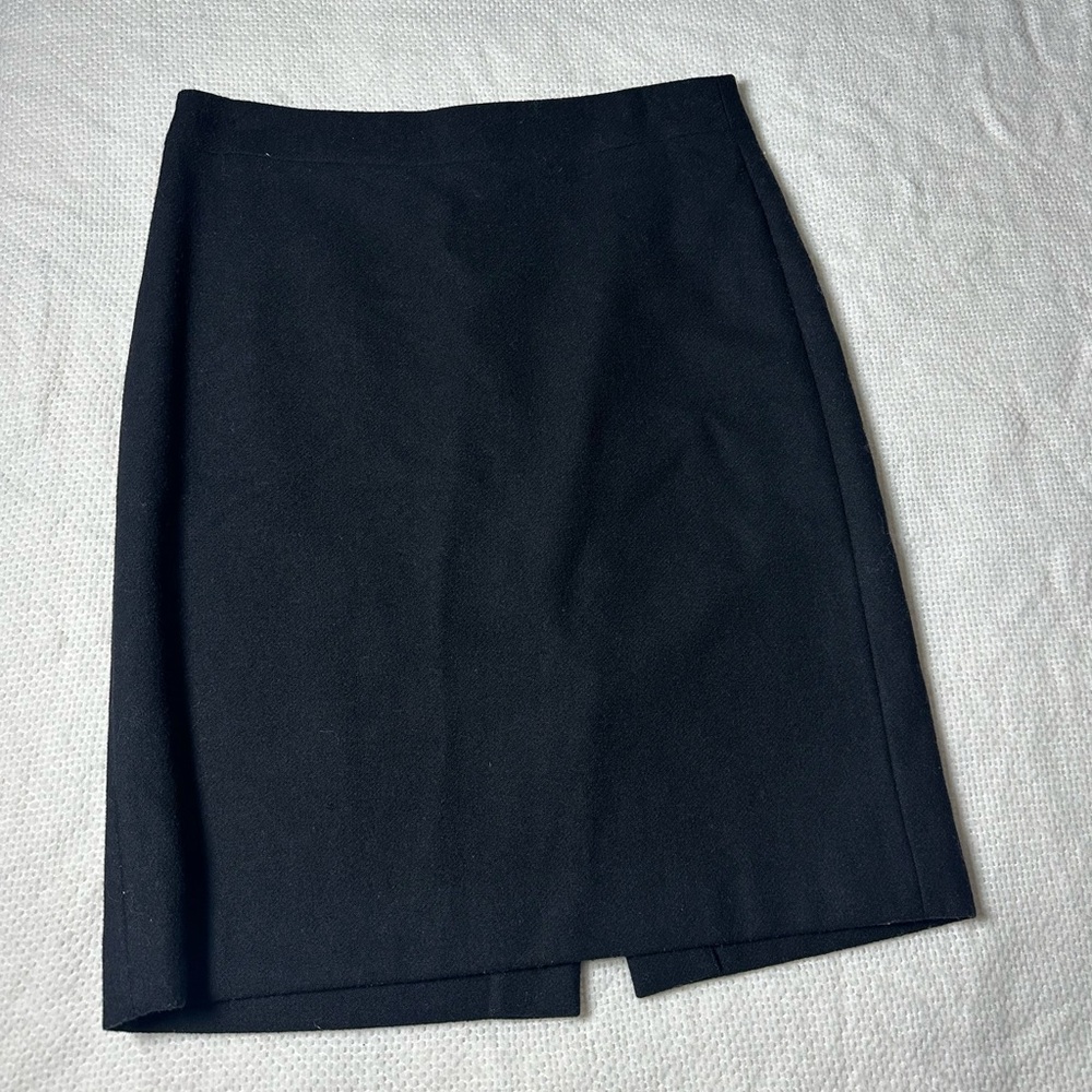 J.Crew Classic Black Wool Pencil Skirt Size 2 Work Office